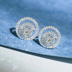 Versatile 925 Sterling Silver Zircon Solitaire Swirl Earring